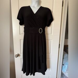 R&M Richards Black Midi Dress with Buckle